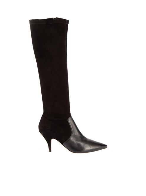 Tory Burch Black Pointed Toe Knee Sock Boots