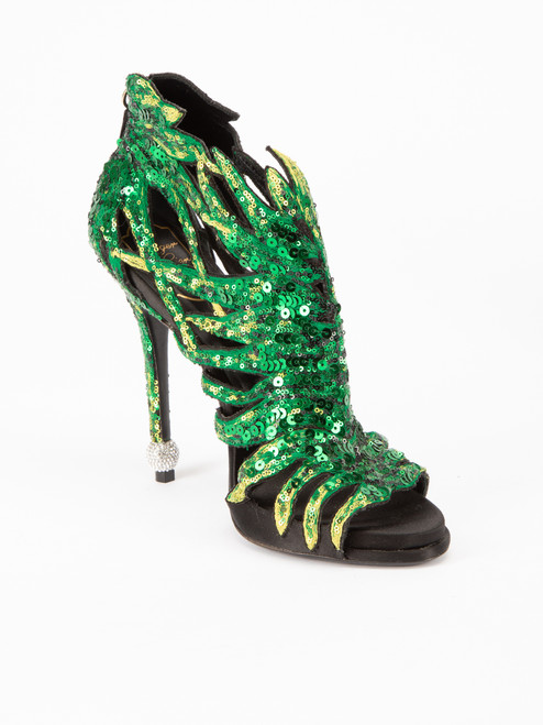 Roger Vivier Green Paillette Palm Sandals