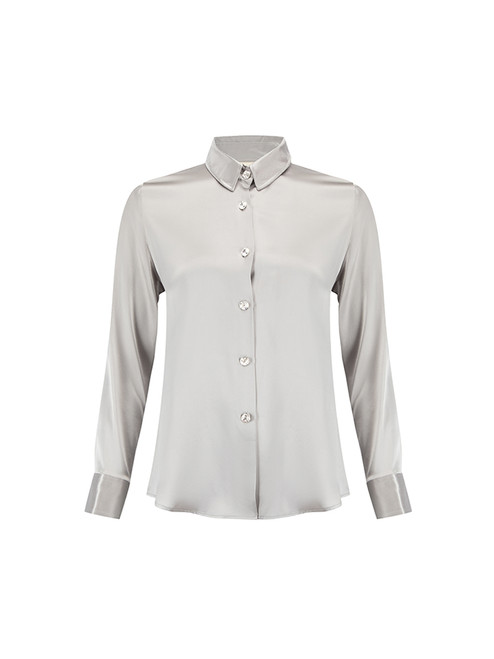 Sanne Grey Crystal Button Shirt