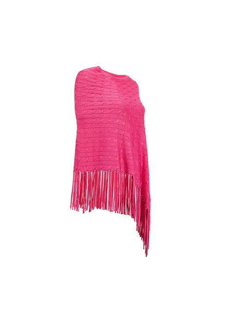 Ralph Lauren Pink Knit Tassel Detail Poncho