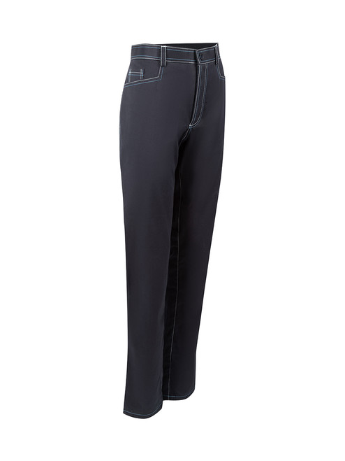 Sanne Navy Contrast Stitch Slim Leg Trousers