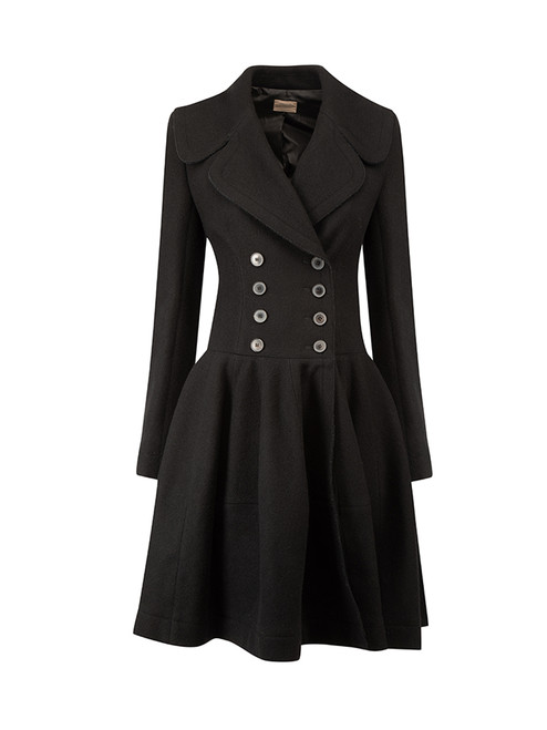 Alaïa Black Wool Double Breasted Long Coat