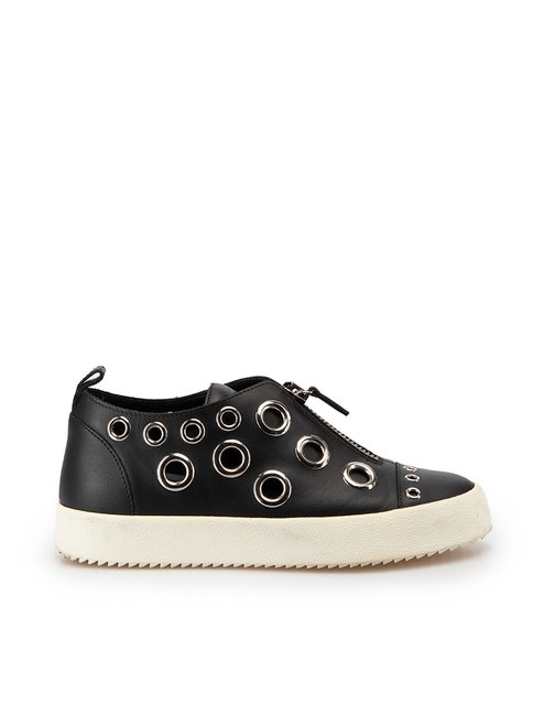 Giuseppe Zanotti Black Leather Eyelets Flatform Trainers