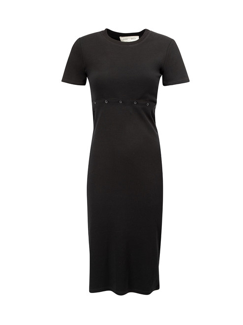 Proenza Schouler Black Buttoned Waist Knee Length Dress