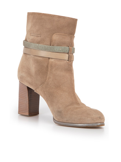 Dior Taupe Suede Double Buckled Straps Ankle Boots