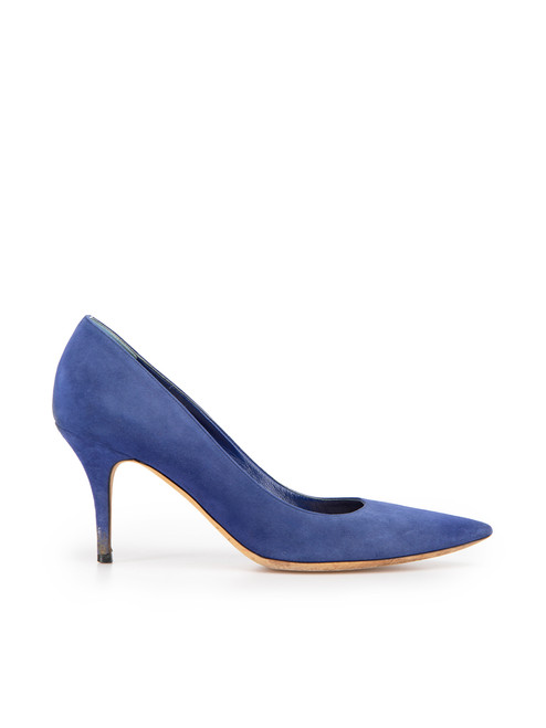 Dior Blue Suede Pointed Toe Slip On Pumps