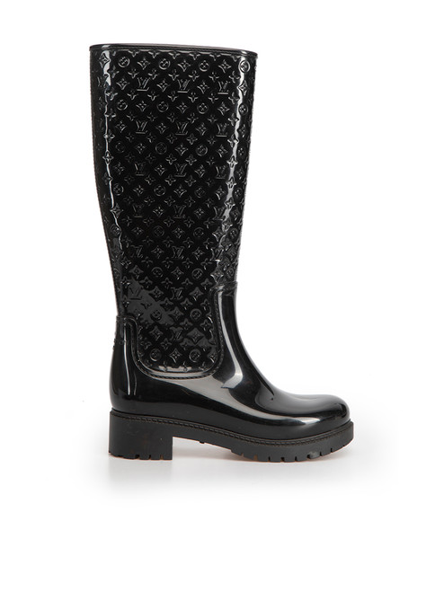 Louis Vuitton Black Monogram Rubber Splash Rain Boots Size 38