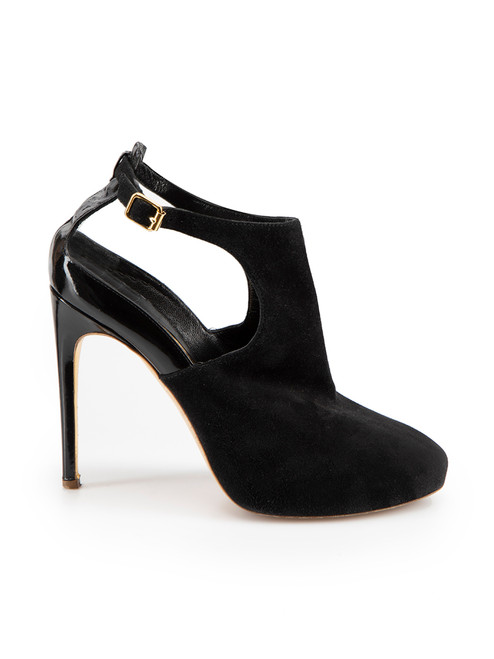 Rupert Sanderson Black Suede Ankle Cut Out Heels