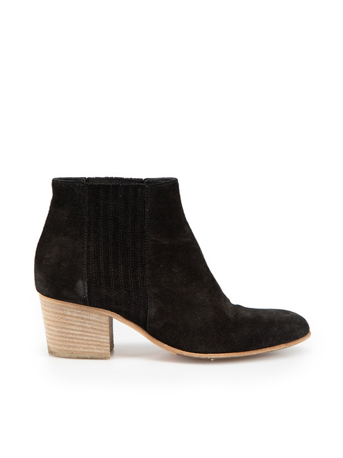 Vince Black Suede Block Heeled Ankle Boots