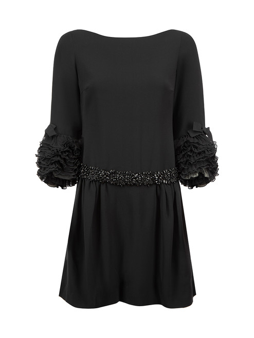 Giambattista Valli Black Beaded Waist Mini Dress