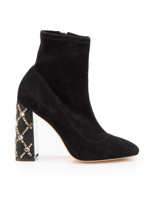 Sophia Webster Black Suede Crystal Heel Boots