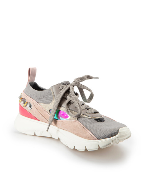 Valentino Garavani Grey Suede Panelled Heroes Trainers