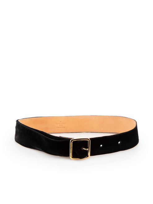 Louis Vuitton Black Leather Velvet Strap Belt