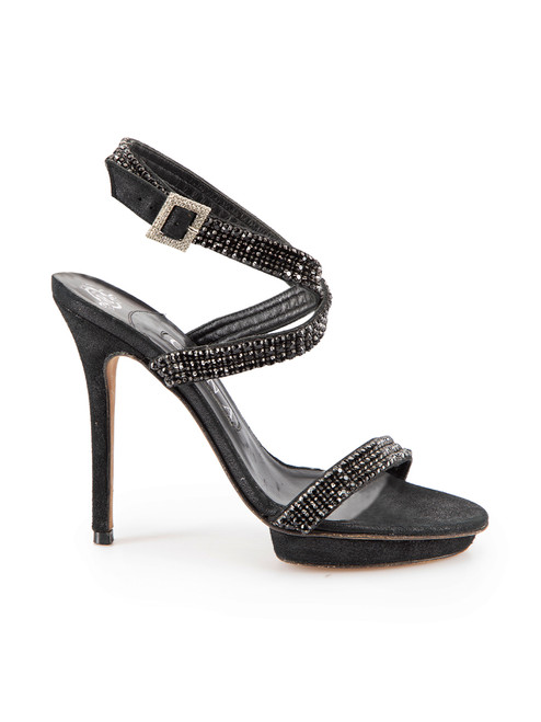 Gina Black Crystal Embellish Platform Sandals