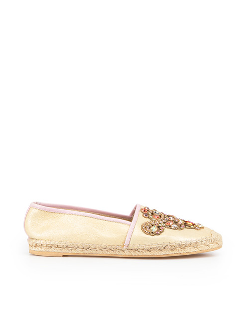 Rene Caovilla Gold Leather Jewelled Espadrilles