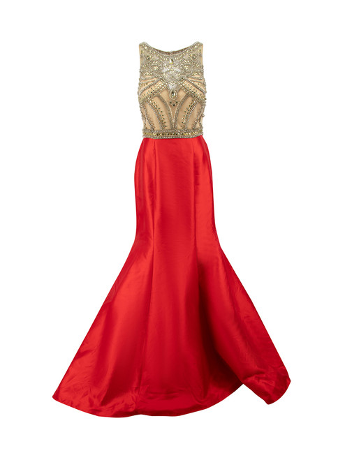 Jovani Red Embellished Bodice Sleeveless Gown