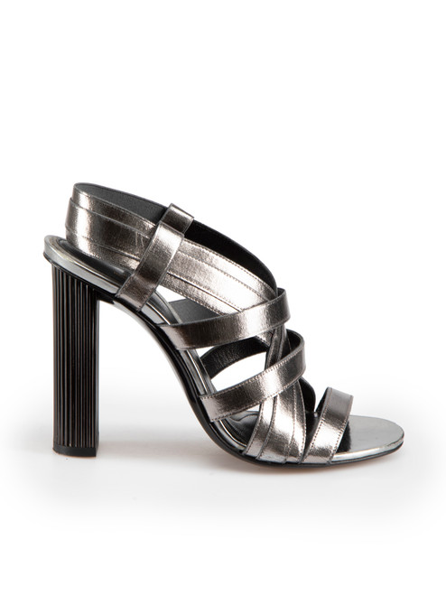 Clergerie Grey Metallic Strappy Heeled Sandals
