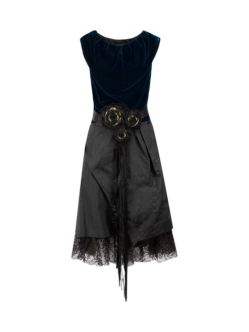 Marc Jacobs Black & Teal Rose Accent Dress