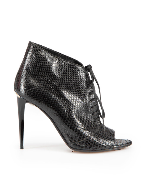 Burberry Black Snakeskin Lace Up Heels