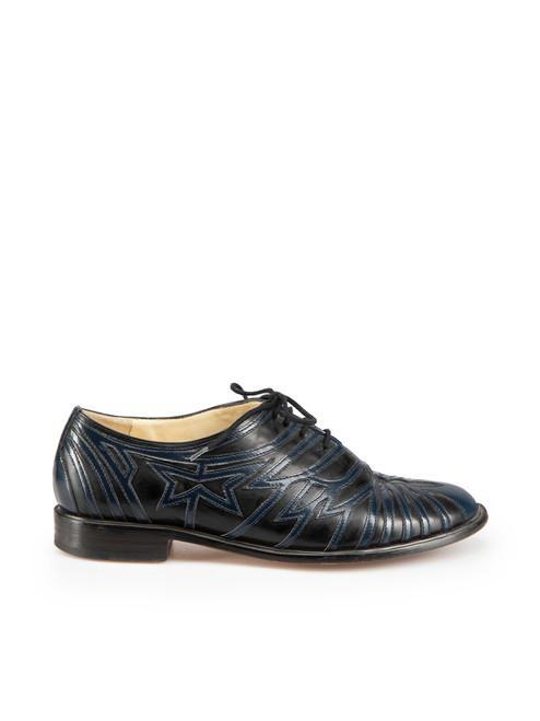 Clergerie Black Leather Patterned Oxfords