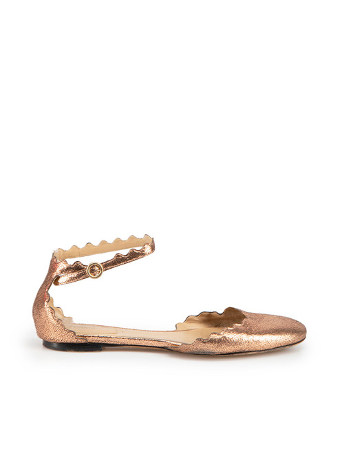 Chloé Metallic Pink Lauren Ankle Strap Flats