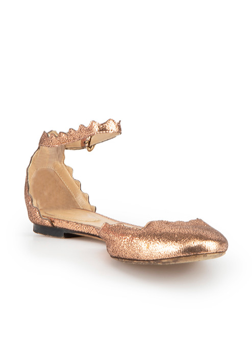 Chloé Metallic Pink Lauren Ankle Strap Flats
