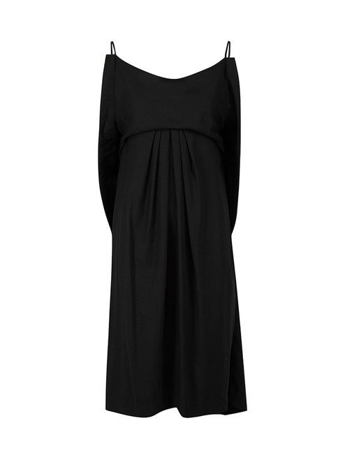 Balenciaga Black Wool Draped Detail Dress