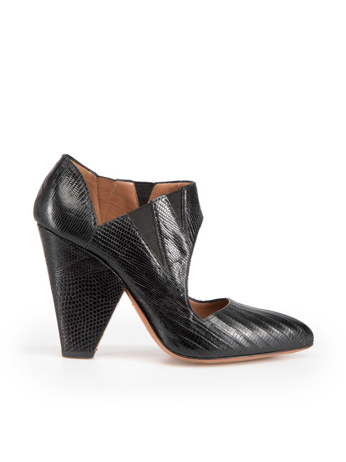 Alaïa Black Leather Lizard Embossed Heels