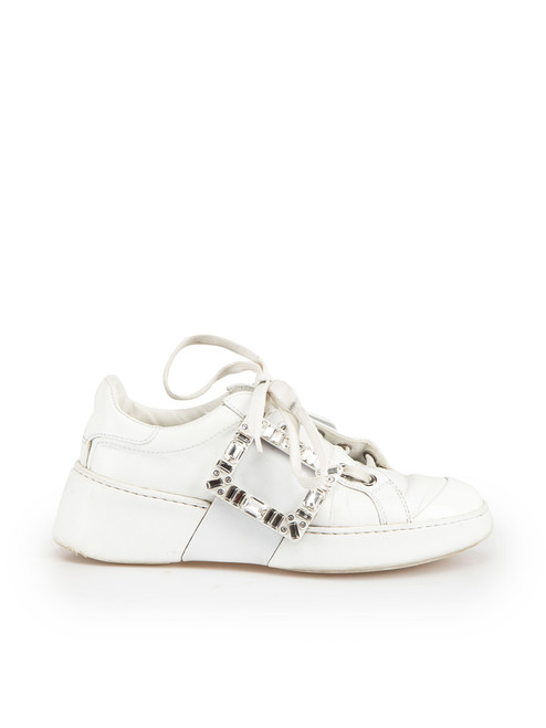 Roger Vivier White Leather Crystal Trainers