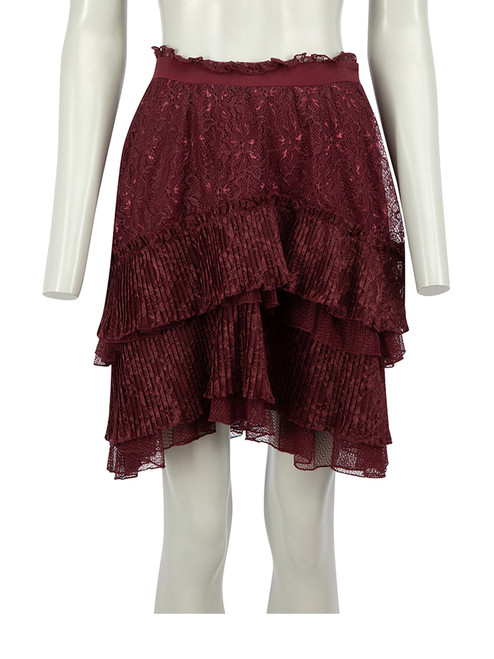 Roberto Cavalli Just Cavalli Burgundy Lace Mini Skirt