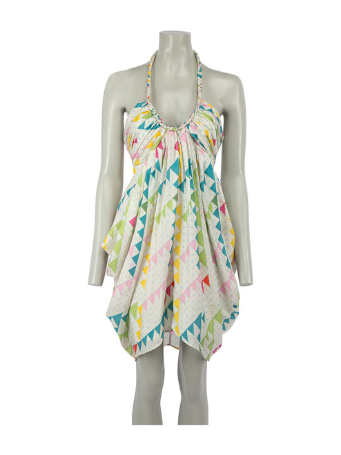 Mara Hoffman Geometric Silk Halterneck Mini Dress
