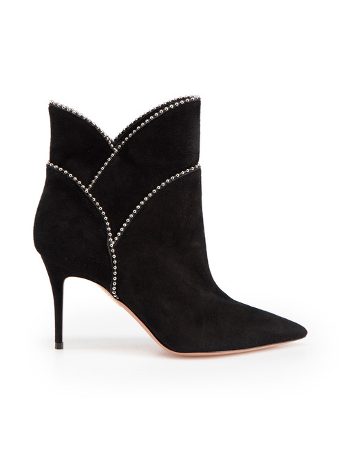 Aquazzura Black Studded Point Suede Boots