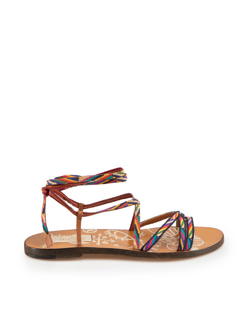Valentino Garavani Stripe Woven Strap Flat Sandals