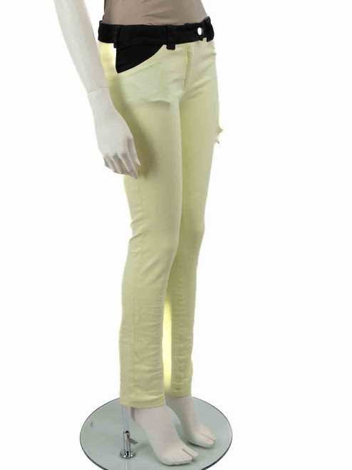 Balenciaga Yellow Contrast Waistband Skinny Jeans