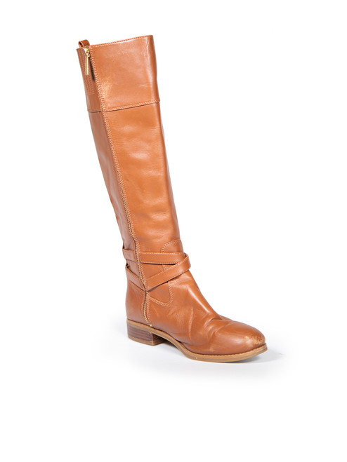Michael Kors Brown Leather Buckle Riding Boots