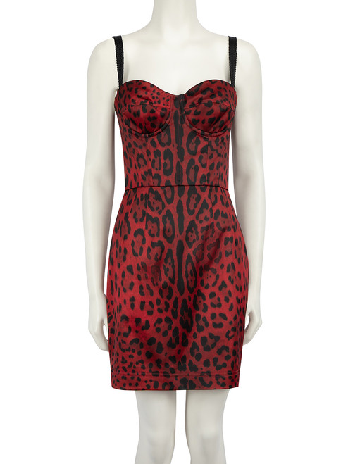 Dolce & Gabbana Red Leopard Print Mini Dress