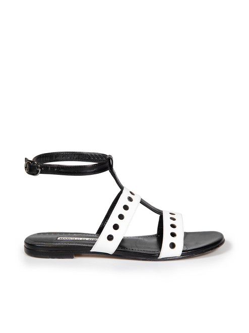 Manolo Blahnik Black & White Circle Detail Sandals
