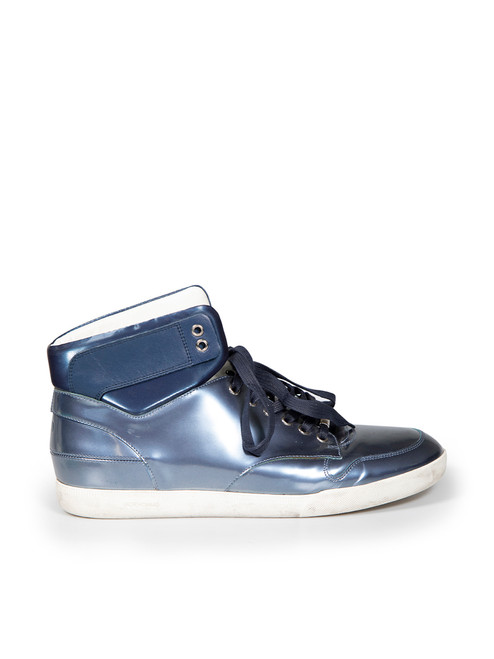 Dior Dior Homme Blue Patent Hi-Top Trainers
