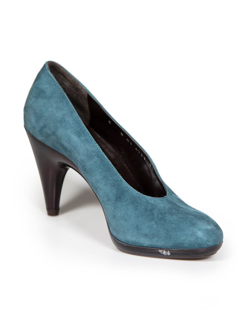 Clergerie Teal Suede Sculptural Pumps