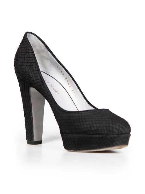 Sergio Rossi Black Snakeskin Pumps