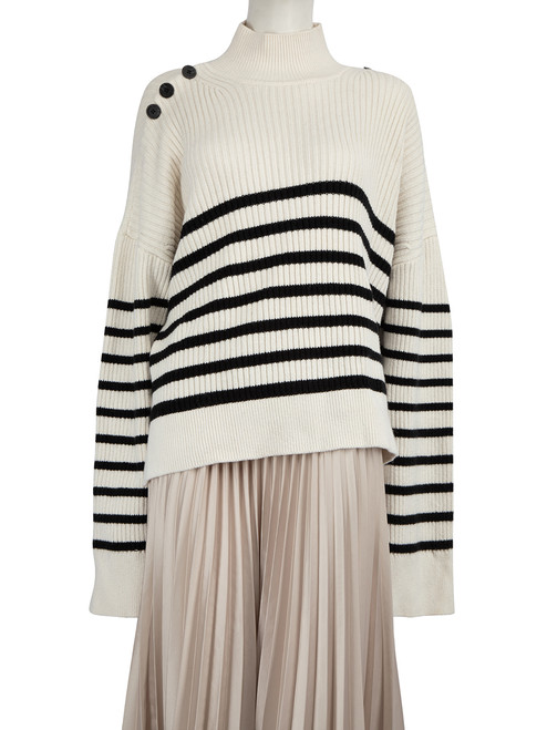 Self-Portrait White Knit Mariner Stripe Jumper