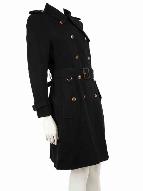 Givenchy Black Wool Military Trench Coat