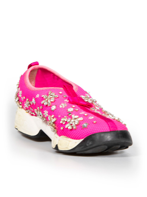 Dior Pink Embellished Fusion Technical Trainers