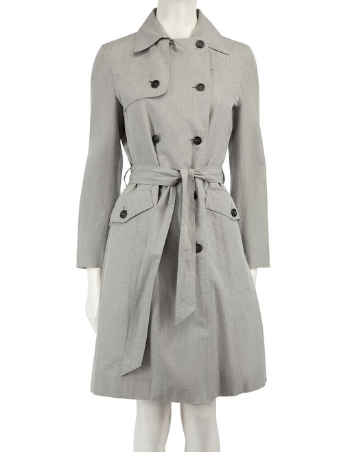 Luciano Barbera Grey Double-Breasted Trench Coat