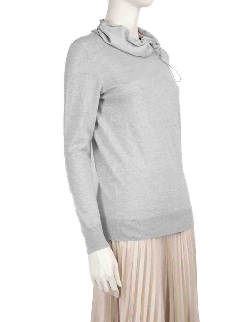 Fabiana Filippi Grey Wool Drawstring Neck Jumper