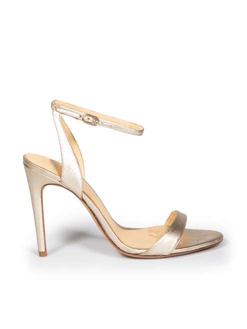 Alexandre Birman Gold Leather Metallic Sandals