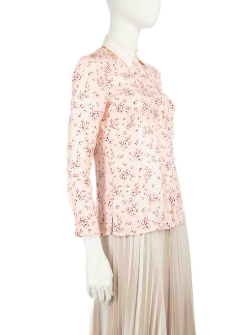 Prada Pink Silk Sakura Print Shirt