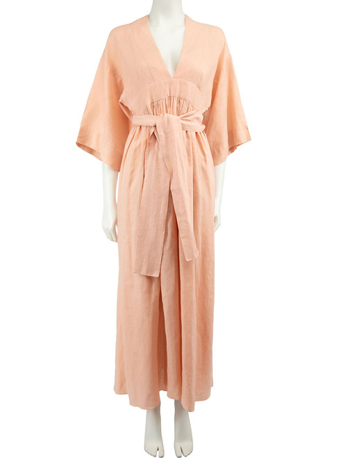 Three Graces London Pink Belted Gather Maxi Dress