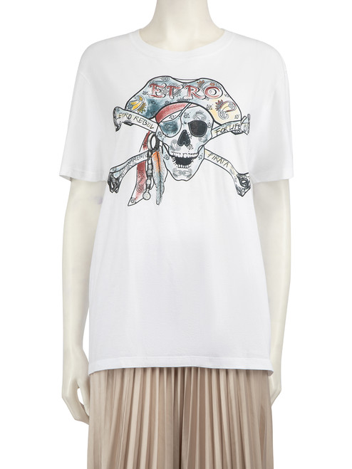 Etro White Skull Printed T-Shirt