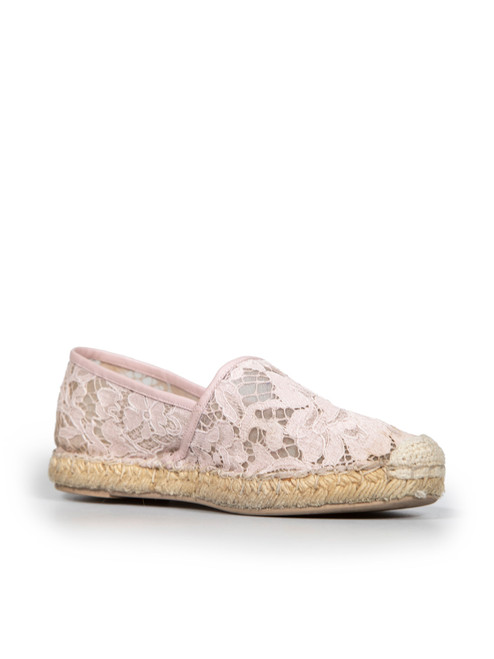 Valentino Garavani Pink Lace Slip On Espadrilles